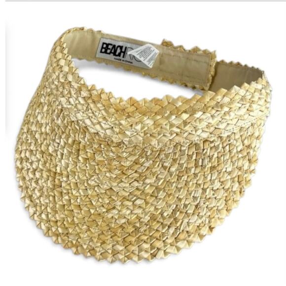 Beach Riot Womens Straw Visor Wide Brim Adjustable Sun Beach Cruise Hat Resort - Picture 2 of 8